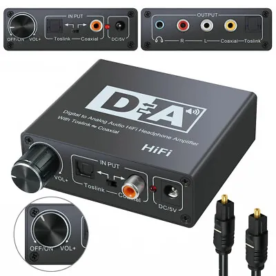 Digital To Analog Audio Converter Jack RCA Coax Optical Coaxial Toslink 3.5mm UK • £12.63