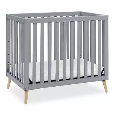 Convertible Mini Baby Crib With 2.75-Inch Mattress Grey W/Natural • $124.40