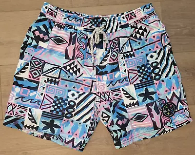 Maui And Sons Men's Medium Swim Trunks Size 34 Retro Abstract Beach Party Waves • $22.45