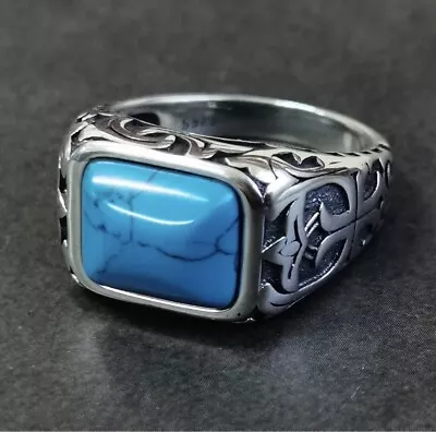 Turquoise 925 Sterling Silver Ring For Men • $49