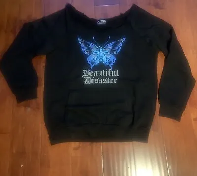 Disaster Pullover Sweatshirt Women’s Butterfly Raw Neckline New Shirt 2X Or  3X • $28.98