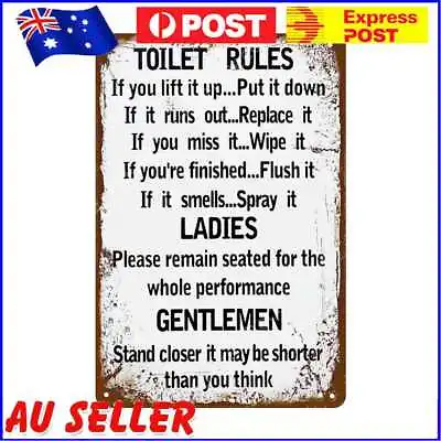 Tin Plaque Wall Sign Retro Painting Toilet Rules Metal Plate Poster For Bar Home • $9.87