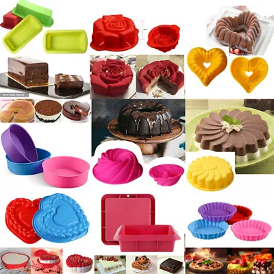 Large Silicone Cake Mold Pan Muffin Chocolate Pizza Pastry Baking Tray Mould • $7.69