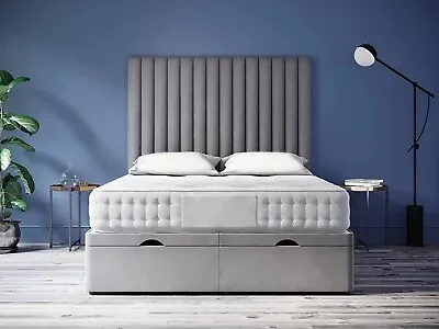 Storage Divan Bed Ottoman With 60  Panel Headboard 4FT6 Double 5FT King Size 6FT • £489.99