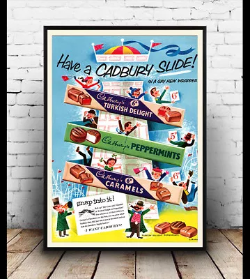 Have A Cadbury Slide Vintage Chocolate Advert  Poster Reproduction. • £5.09