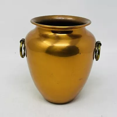 Vtg Revere Rome NY Solid Copper Urn Jar Vase Brass Ring Handle Utensil Container • $18.10