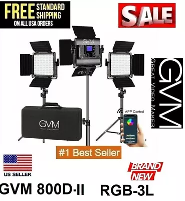 GVM 800D II RGB 3L Light Kit Studio Video 3 LED Light Panel APP Control Tiktok • $249.95