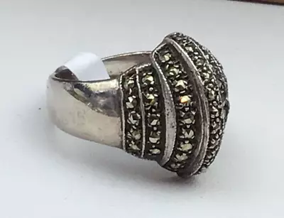 Vintage Sterling Ring Tested Silver Marcasite Domed Cocktail SZ 6.5 NO OFFERS • $10