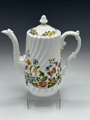 Aynsley Cottage Garden Coffee Pot Teapot Floral Butterflies • £132.46