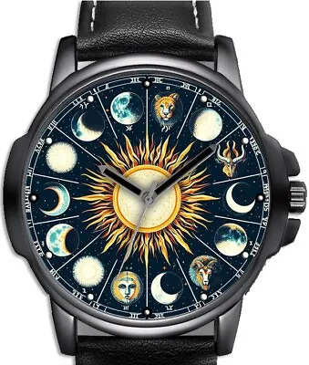 Moon Phases Astrological Signs Novelty Rare Art Unique Wrist Watch FAST UK • $57.88