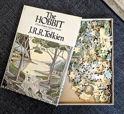 The Hobbit JRR Tolkien 1971 Vintage Puzzle COMPLETE Two Sided 500+ Pcs 15 X 21 • $50