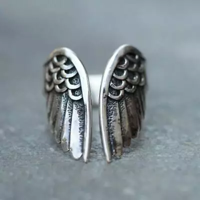 Vintage 925 Silver Angel Wings Ring Feather Women Men Wedding Rings Jewelry Gift • $1.71