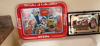 Coco Cola 1950's Era Decades Tray And Mirrored Wall Picture • £15
