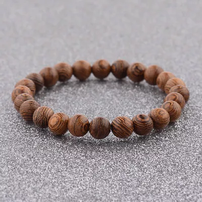 Fashion 8mm Wood Beads Crown Energy Yoga Reiki Women  Men's Couple Bracelets New • $1.45