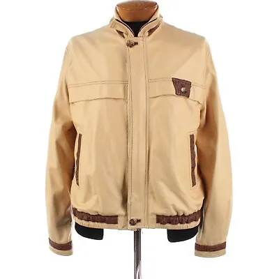 Hettabretz NWD Lambskin Leather Jacket W Ostrich Detail Size 52 (~2XL US) In Tan • $999.99