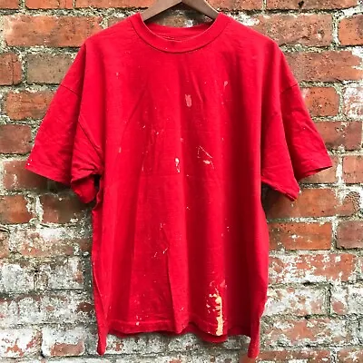 Single Stitch Screen Stars T Shirt XL Artist Paint Splatter Vintage 90's Red  • £14.99