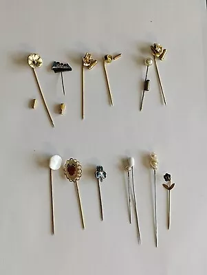 Lot Of 13 Vintage Hat Stick Pins: Floral- Pearl-nature Accessories • $9.99