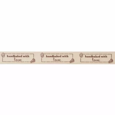 4 METRES BEST VALUE Cream Cotton Ribbon 'Hand Baked With Love'  - 15mm • £4.95