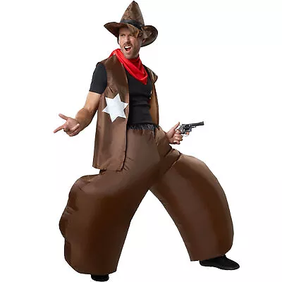 Inflatable Sheriff Costume | Cowboy Fancy Dress Blow Up Outfit Wild West Unisex • £32.99