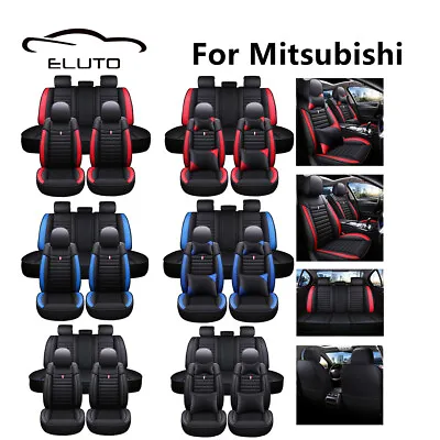 $93.99 • Buy For Mitsubishi 5 Seaters PU Leather Car Seat Covers Full Set Cushion Protecter