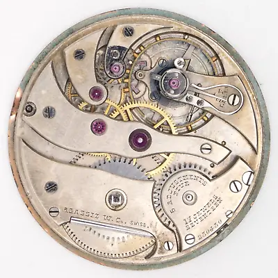 Agassiz 38.75 X 6.1 Mm 17-Jewel 5-Adj Antique Pocket Watch Movement • $156