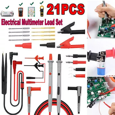 Universal Multimeter Test Lead Kit With Alligator Clip Banana Plug Electrical • $21.25