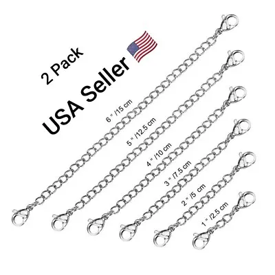 2-Pack Extender /Safety Chain Extender Necklace Bracelet Lobster Lock 1  To 6  • $4.19