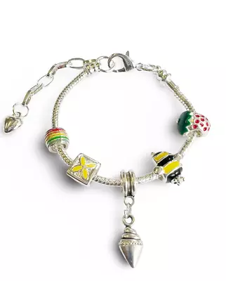 Children's Adjustable 'Summer Vibes' Silver Plated Charm Bead Bracelet • £13.99