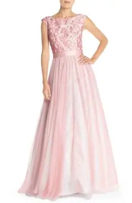 ~* NWT AIDAN MATTOX Embroidered Bodice Mesh Gown Light Pink  2 Bridesmaid • $40