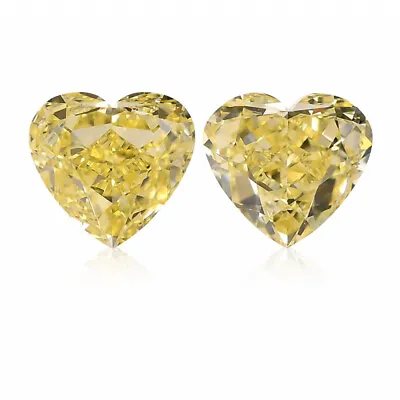 $6080 • Buy 1.42Cts Fancy Yellow Loose Diamond Natural Color Heart Shape Pair GIA Certified