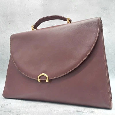 $153.97 • Buy Cartier Must Line Business Bag Handbag Briefcase All Leather Bordeaux #4734D