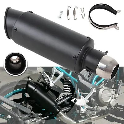 Motorcycle Slip On Shorty Exhaust Muffler Silencer Pipe Universal 38-51mm Black • $43.19