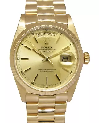Rolex Day-Date President 18k Yellow Gold Champagne 36mm Watch +Papers '84 18038 • $18300