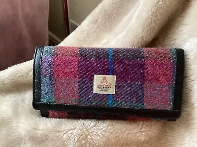 Harris Tweed 'Bute' Long Purse In Purple/Pink Tartan • £12.99