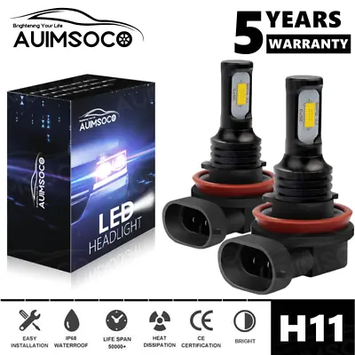 H11 LED Headlight Super Bright Bulbs LOW BEAM Conversion Kit White 6000K 2-Pack • $16.99