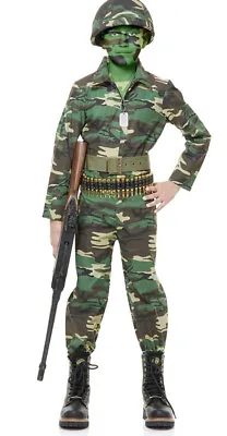 Charades G I Jumpsuit Military Camo Halloween Costume Child Kids LARGE INSEAM 22 • $43.99
