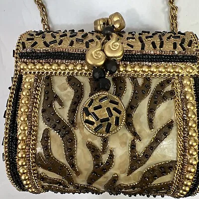 VTG Mary Frances Designer Embellished Handbag Purse Clutch Clam Shell Cross-Body • $99.75