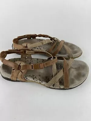 Women's Merrell Agave Strappy Sandals Shoes Size 6 Brown Leather Casual J63670 • $22