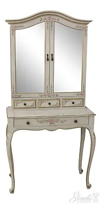 59006EC: French Floral Paint Decorated Lady’s Writing Secretary Desk • $1195