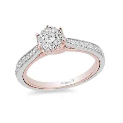Enchanted Disney Fine Jewelry 10K White Gold And Rose Gold 1/3 CTTW Belle Compos • £120.99