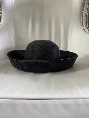 Vintage Betmar New York Black Bowler Flip Brim Packable Formal Church Sun Hat • $19.99