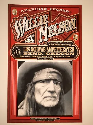 RARE 2018 Willie Nelson Screen Print Concert Poster Bend OR 8-4-2018 Ltd Ed 30 • $99.99