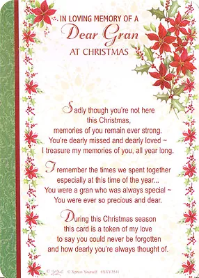 In Loving Memory GRAN Christmas Memorial Grave Graveside Card + Holder Memoriam • £3.48