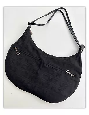 VINTAGE MORGAN DE TOI Black Branded Canvas Large Shoulder Bag Y2K • £23.99