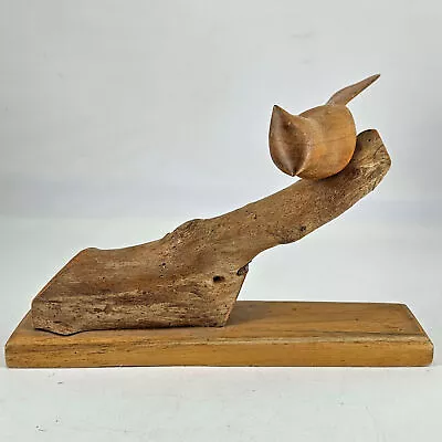 Vintage Hand Carved Folk Art Butternut White Cedar Wood Cardinal Bird Figurine • $34