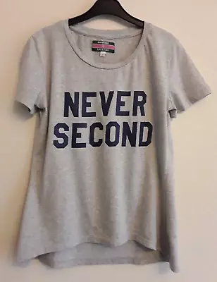 Rampant Sporting  NEVER SECOND  Short Sleeved Top Grey UK 10 • £6.95