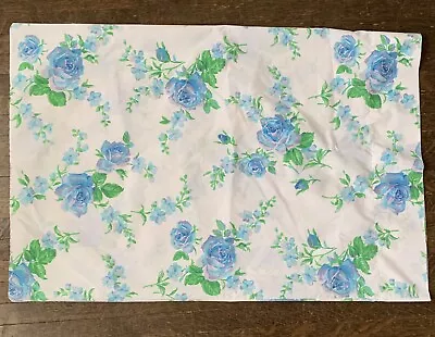 Vintage Fieldcrest Perfection Standard  Pillowcase Blue Floral Flowers Grandma • $13.05