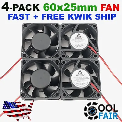 Gdstime 60mm High Speed Cooling Fan - 12v - 23CFM 6025 DC 2PIn 60x60x25mm 4 Pcs • $18.45