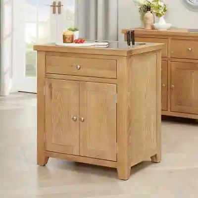 Cheshire Limed Oak Small Kitchen Island With Granite Top - Storage Cabinet-LR39 • £599
