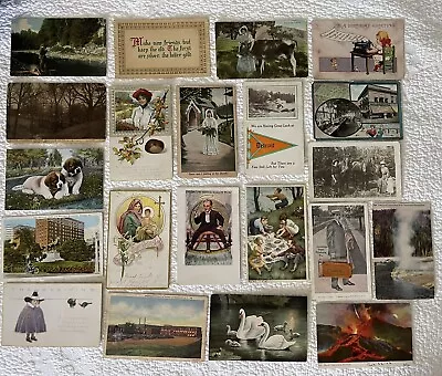 Vintage Post Cards Lot Of 21 Yellowstone Fralinger  Detroit Easter 1906-1924 • $7.95